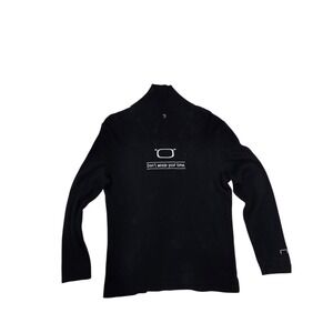 NOA Lario Men's Black Waffle Knit Pullover Sweater Shawl Collar Logo Size L